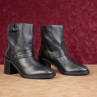 Aquatalia Women Evette Western Strap Boho Chunky Leather Italian Boots sz 7.5