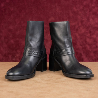 Aquatalia Women Evette Western Strap Boho Chunky Leather Italian Boots sz 7.5