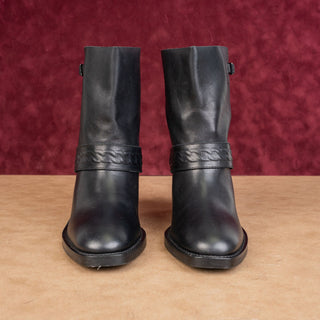 Aquatalia Women Evette Western Strap Boho Chunky Leather Italian Boots sz 7.5