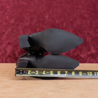 Steve Madden Women Lolly Black Leather Harness Moto Pointy toe Knee Boots sz 6