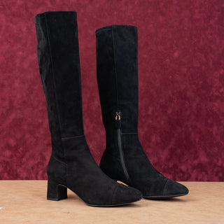 Stuart Weitzman Women Gillian Black Suede Zip Fashion Knee Boots sz 8.5