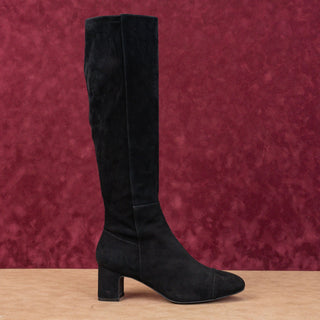 Stuart Weitzman Women Gillian Black Suede Zip Fashion Knee Boots sz 8.5