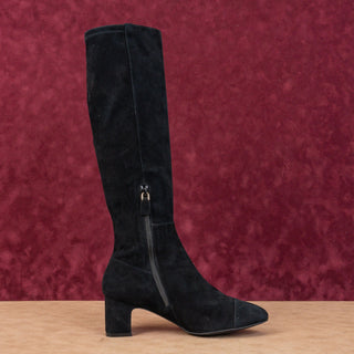 Stuart Weitzman Women Gillian Black Suede Zip Fashion Knee Boots sz 8.5