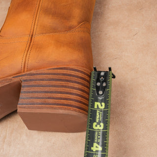 Jeffrey Campbell Women Tan Leather Boho Cottage Camp Slip-on Knee Boots sz 11