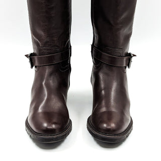 Blondo Women Elastic Panel Brown Leather Waterproof Tall Fashion Boots sz 7.5