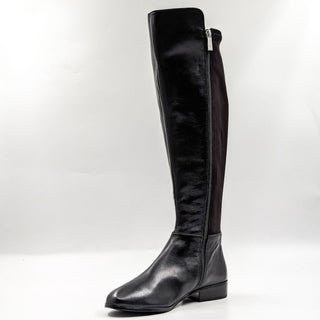 Michael Kors Women Black Leather Elastic Fabric Riding Tall Boots size 7.5