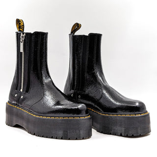 Dr Martens Wmn 2976 Max Black Patent Leather Festival Platform Chelsea Boots 11