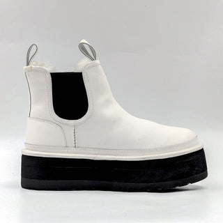 UGG Women Neumel Platform Shearling lined White Chelsea Boots size 8