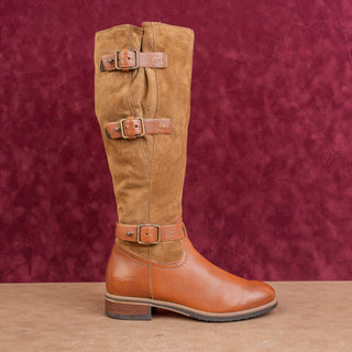 Clarks Women Brown Suede Leather Riding Boho Cottage Fashion Zip Knee Boots sz 6