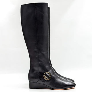 Tory Burch Sophia Black Leather Riding Boots – New with T Logo Detail size 7