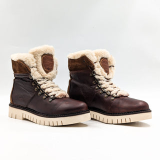 Pajar Women faux Fur Brown Leather Lace up Snow Winter Boots size 7-7.5US EUR38