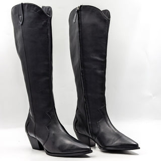 Journee Collection Women Pryse Wide Calf Cowboy Western Black Leather Boots 11