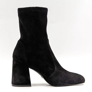 Stuart Weitzman Women Yulian Black Suede Sock Dress Office Sock Boots size 7.5