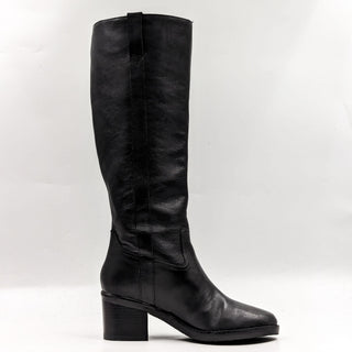 Marc Fisher Women Hydria Black Leather Western Pull Tabs Boots size 7