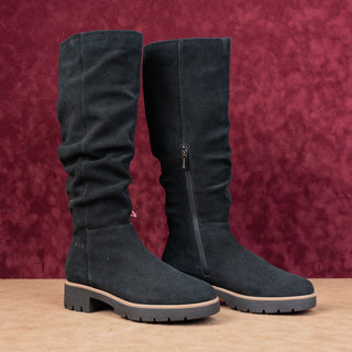 Blondo Women Kray Waterproof Black Suede Slouch Riding Knee Boots sz 8.5