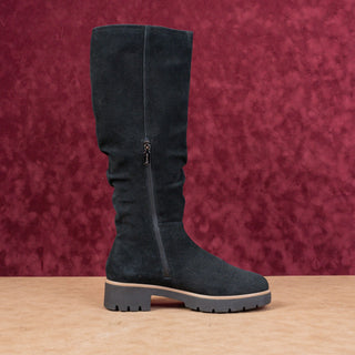 Blondo Women Kray Waterproof Black Suede Slouch Riding Knee Boots sz 8.5