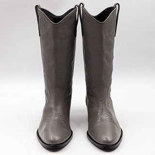 By Far Women Coal Grey Stitched Leather Western Cowboy Boots size 9US 39EUR
