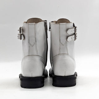 AllSaints Women Brigade Lace-up Zipper Lug Sole White Leather Boots sz 9US EUR39