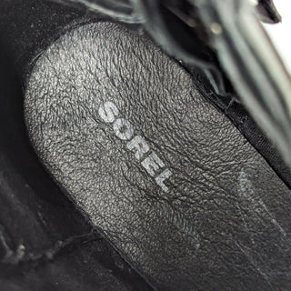 Sorel Women Danica Moto Biker Zip Grey Black Leather Boots size 9.5