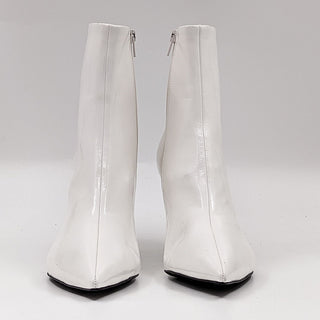 Jeffrey Campbell Women Daring White Vegan Patent Leather Pointy Toe Boots Sz 11