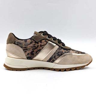 Geox Respira Women Tabelya Olive Beige Camo Leather Sneakers size 7US EUR37