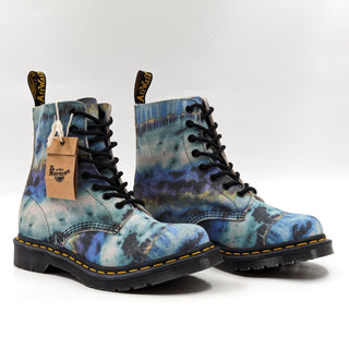 Dr Martens Women 1460 Tie Dye Blue Lace-up Leather Combat Boots size 7