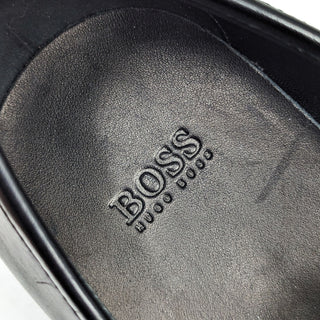 BOSS by Hugo Boss Men Black Leather Horsebit Logo Loafers size 6