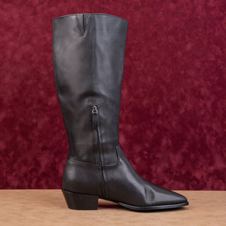 Nordstrom Women Turner Wide Calf Black Leather Western Zip fashion knee Boots 11