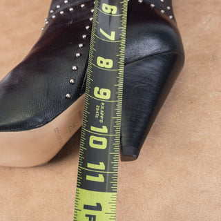 Avec Les Filles Women Ada Studded Black Leather Pointy Toe Ankle Boots sz 7