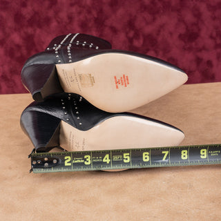 Avec Les Filles Women Ada Studded Black Leather Pointy Toe Ankle Boots sz 7