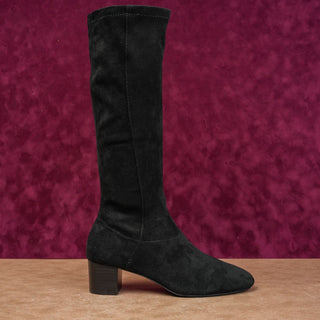 Jack Rogers Women Rayline Retro Black Faux Suede Tall Zip Knee Boots sz 6
