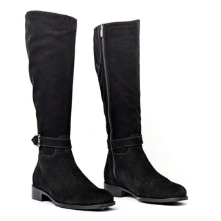 La Canadienne Women Siana Black Suede Waterproof Buckle Zip Knee Boots size 8