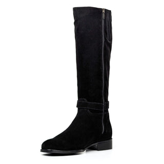 La Canadienne Women Siana Black Suede Waterproof Buckle Zip Knee Boots size 8