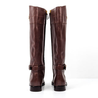 Tory Burch Wmn Everly Signature Leather Brown Equestrian Riding Tall Boots 8.5