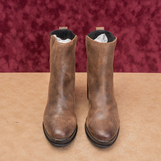Sorel Wmn Blake Distressed SlipBrown Leather Stacked Heel Chelsea Boots sz 10
