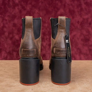 Sorel Wmn Blake Distressed SlipBrown Leather Stacked Heel Chelsea Boots sz 10