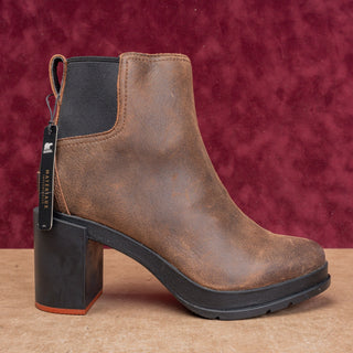 Sorel Wmn Blake Distressed SlipBrown Leather Stacked Heel Chelsea Boots sz 10