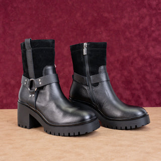 Blondo Women Rebel Waterproof Black Leather Moto Biker Ankle Boots size 8.5