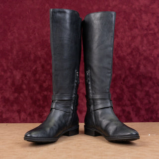 Sam Edelman Women Pansy Equestrian Riding Wide Calf Black Leather Boots sz 8