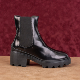 Tod's Women Black Italian Leather Lug Ankle Chelsea Fashion Boots 7US EUR 37