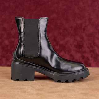Tod's Women Black Italian Leather Lug Ankle Chelsea Fashion Boots 7US EUR 37