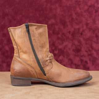 Paul Green Women Wyatt Brown Leather Zip Moto Biker Ankle Boots sz 10US UK 7.5