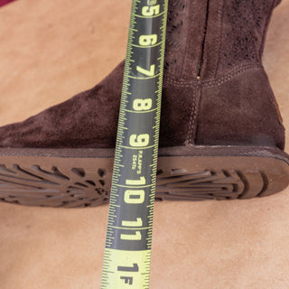 UGG Women Lo Pro Short Perf Dark Brown Suede Zip Ankle Boots sz 7US EUR38