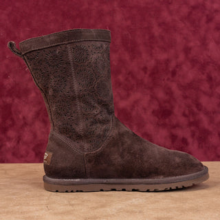 UGG Women Lo Pro Short Perf Dark Brown Suede Zip Ankle Boots sz 7US EUR38