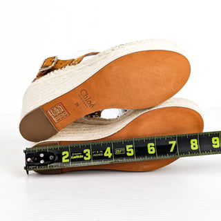 Chloe Wmn Lauren Grommet Brown Suede Espedrille Platform Wedges 6US EUR36