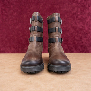 Lucky Brand Wmn Cheviss Brown Leather Zip Moto Ankle Boots 8.5US EUR 39.5