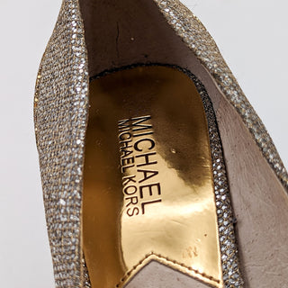 Michael Kors Women Sinclair Silver Gold Metallic Cap Toe Heel Stiletto Pump sz 9