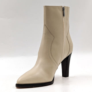 Paige Women London Ivory Leather Western Heeled Ankle Boots sz 9