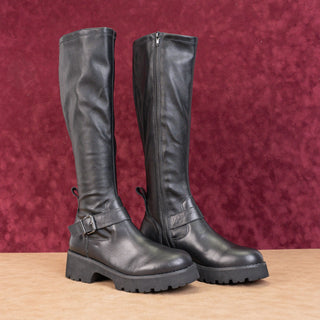 Blondo Women Vienna Black Leather Moto Biker Waterproof Knee High Boots size 9