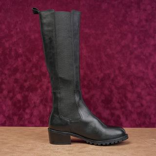 Matisse Women Ryder Black Leather Slip-on Riding Flexible Knee Boots sz 6.5